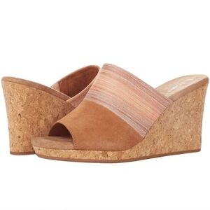 TOMS Monica Cork Wedge Mule Espadrille Sandals Size 8.5 New